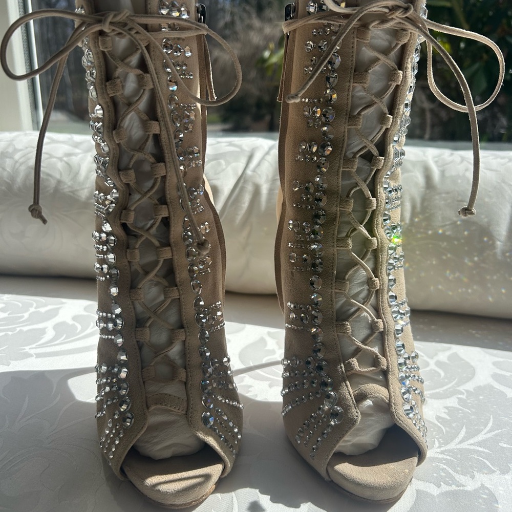 Giuseppe Zanotti Crystal accented Lace-up Boots